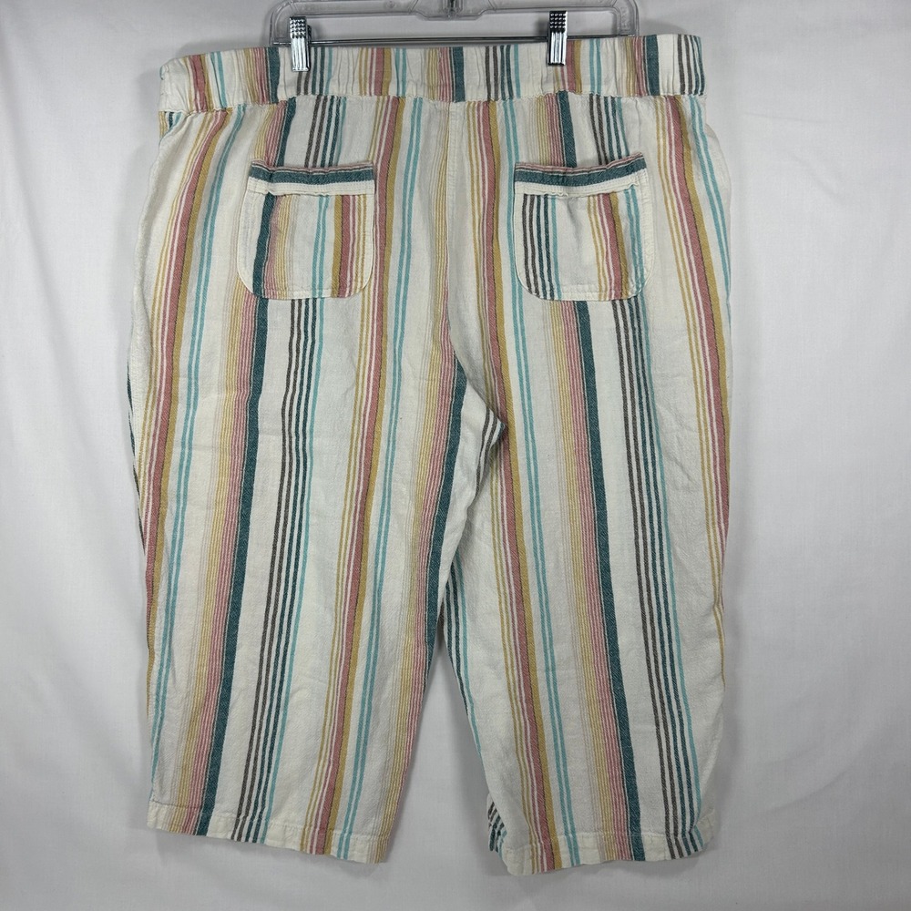 Perse Multi-Striped Linen Blend Crop Pants Size 2X - Picture 2 of 8